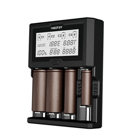 C4-12 LCD Display USB Rapid Intelligent Li-ion/IMR/Ni-MH Battery Charger 4Slots US Plug