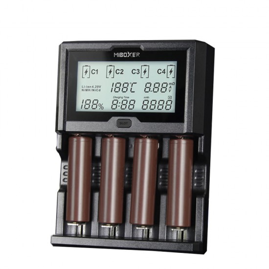 C4-12 LCD Display USB Rapid Intelligent Li-ion/IMR/Ni-MH Battery Charger 4Slots US Plug