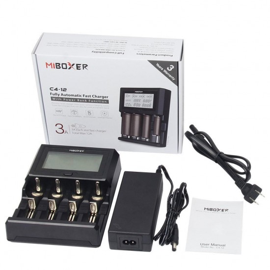 C4-12 LCD Display USB Rapid Intelligent Li-ion/IMR/Ni-MH Battery Charger 4Slots US Plug C4-12 LCD Display USB Rapid Intelligent Li-ion/IMR/Ni-MH Battery Charger 4Slots US Plug