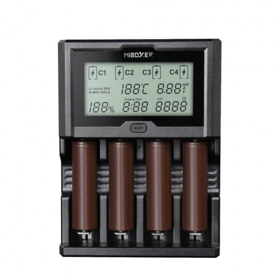 C4-12 LCD Display USB Rapid Intelligent Li-ion/IMR/Ni-MH Battery Charger 4Slots US Plug