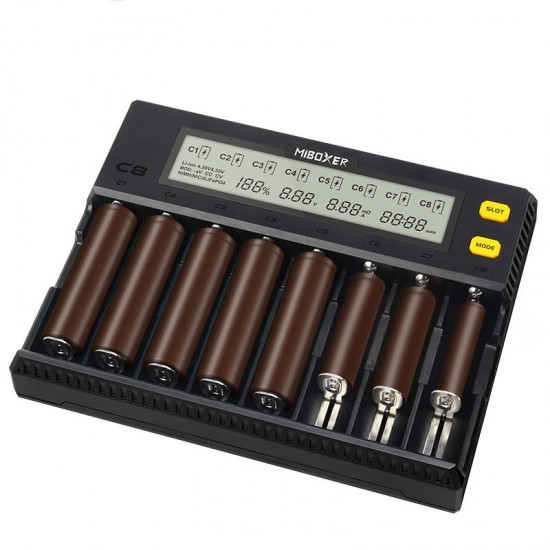 C8 8 Slots Rapid Smart AA AAA 18650 Battery Charger Current Optional Overcharging Protection