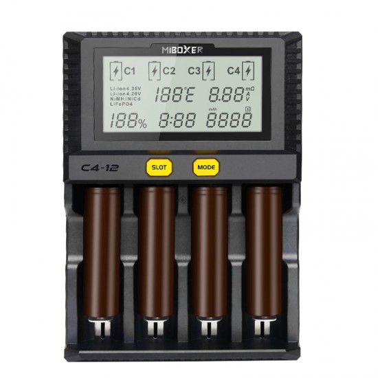 New C4-12 LCD Adjustable Intelligent Battery Charger 4 Slots Multiple Battery For 18650 26650 AAA Li-ion Ni-MH Ni-Cd Battery