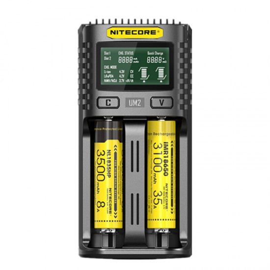 UM4/UM2 LCD Screen Display Lithium Battery Charger 4-Slots USB Charging Smart Rapid Battery Charger