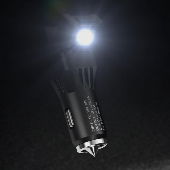 VCL10 Quick Charge 3.0 USB Car Charger With White + Red Light Flashlight VCL10 Quick Charge 3.0 USB Car Charger With White + Red Light Flashlight