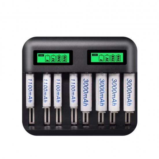 Multi 8 Slots LCD Display Battery Charger Travel Portable Car Chargers Smart Charger For Nimh Nicd AA/AAA/SC/C/D/9V Rechargeable Battery