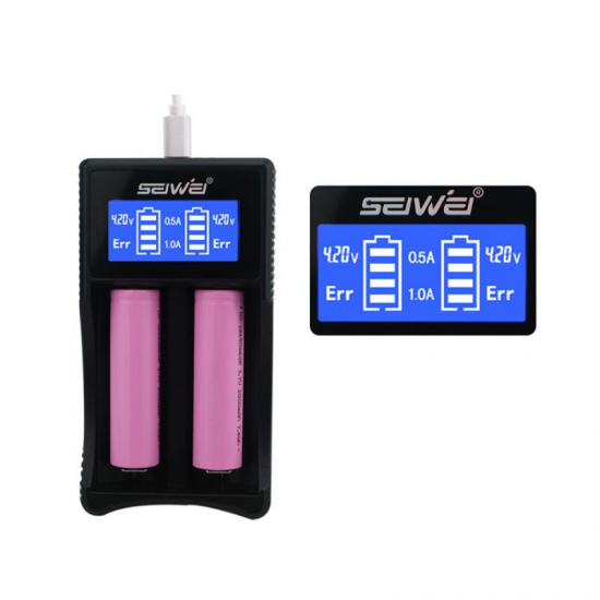 SW-3 LCD Display Micro-USB Output Rapid Smart Battery Charger 2Slots