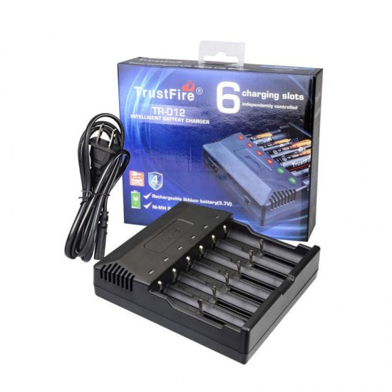 TR-012 Digicharger Intelligent Battery Charger 6 Slots Smart Universal Charger EU/US Plug For 18650 18350 16340 14500 AA AAA