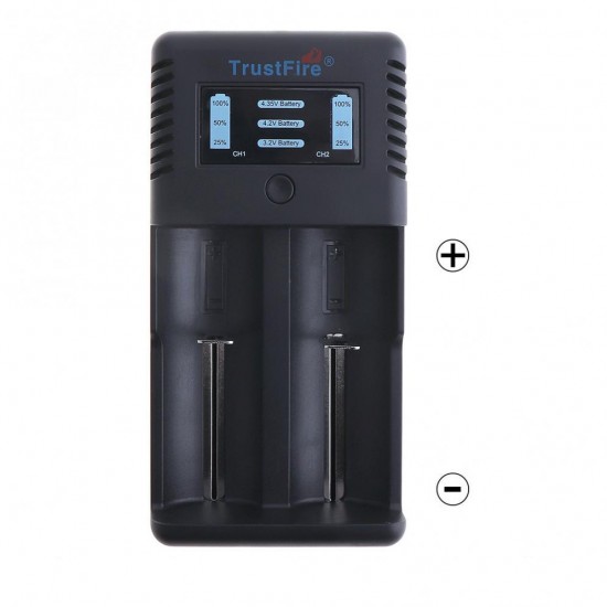 TR-019 Intelligent Fast Battery Charger 2 Slots Charger Li-ion Battery For 18650/26650/25500/21700 / 20700/14500 For EU US Plug