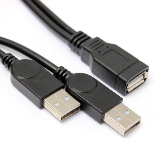 USB 2.0 A Female to Dual A Male Data Sync Power Charger Y Cable