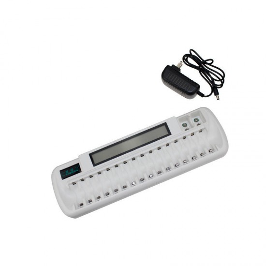 ZN1680C 16 Bay Smart Rechargeable Battery Charger AA AAA NiMH NiCD 9V Rechargeable Batteries AC Wall Adapter ZN1680C 16 Bay Smart Rechargeable Battery Charger AA AAA NiMH NiCD 9V Rechargeable Batteries AC Wall Adapter