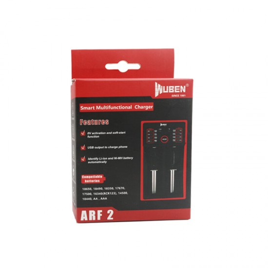 ARF2 Dual-slot Universal USB Lithium Battery Charger LCD Display Smart Charger For 18650/18350/17500/16340 ARF2 Dual-slot Universal USB Lithium Battery Charger LCD Display Smart Charger For 18650/18350/17500/16340
