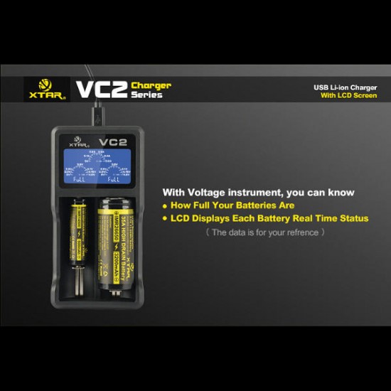 VC2 Charger With LCD Screen Display For 18650 26650 Battery VC2 Charger With LCD Screen Display For 18650 26650 Battery