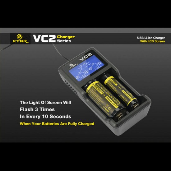 VC2 Charger With LCD Screen Display For 18650 26650 Battery