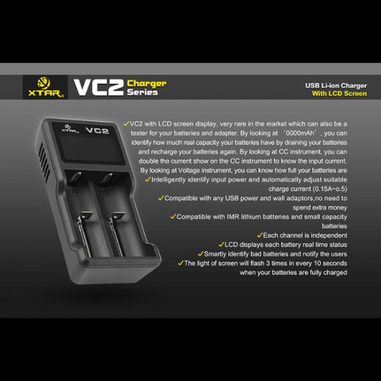 VC2 Charger With LCD Screen Display For 18650 26650 Battery VC2 Charger With LCD Screen Display For 18650 26650 Battery