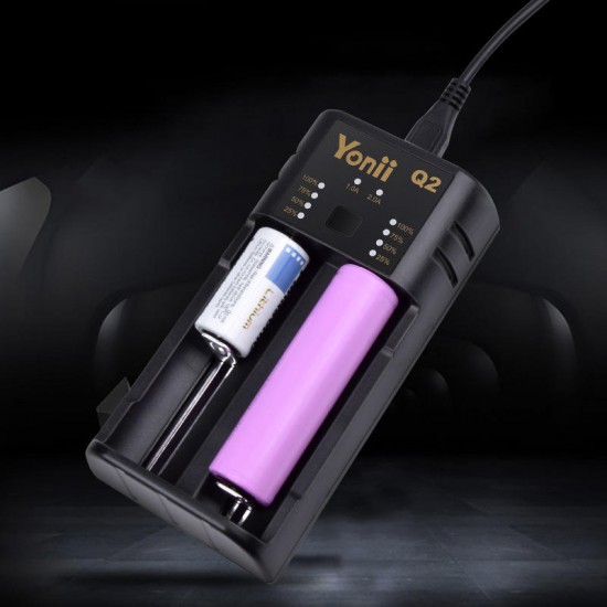 Q2 Double Slot USB Rechargeable Lithium Battery Charger Multi-functional Intelligent Charger for 18650/26650/21700/AAA Battery Q2 Double Slot USB Rechargeable Lithium Battery Charger Multi-functional Intelligent Charger for 18650/26650/21700/AAA Battery