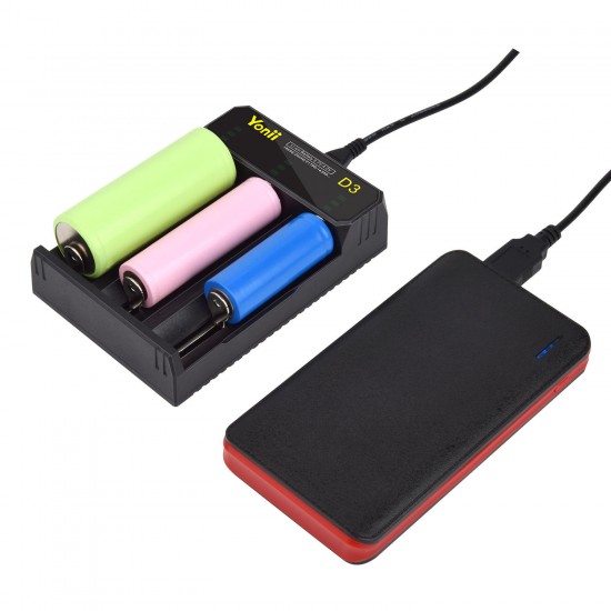D3 2A 3Slots USB Smart Fast Charge li-ion battery charger for 18650 22650 21700 flashlight battery