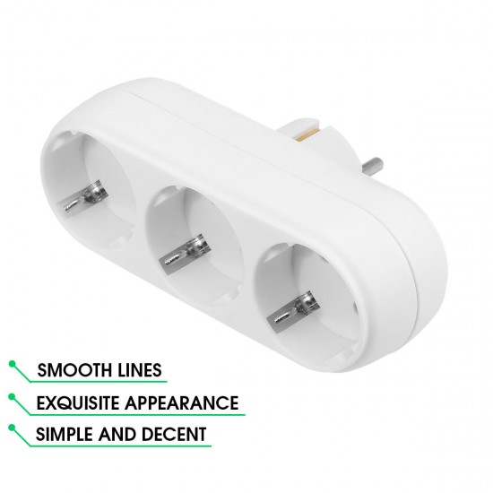 3500W 250V 16A EU Plug Socket With 3 Outlets Travel Adapter Power Strip Extension Smart USB Charger