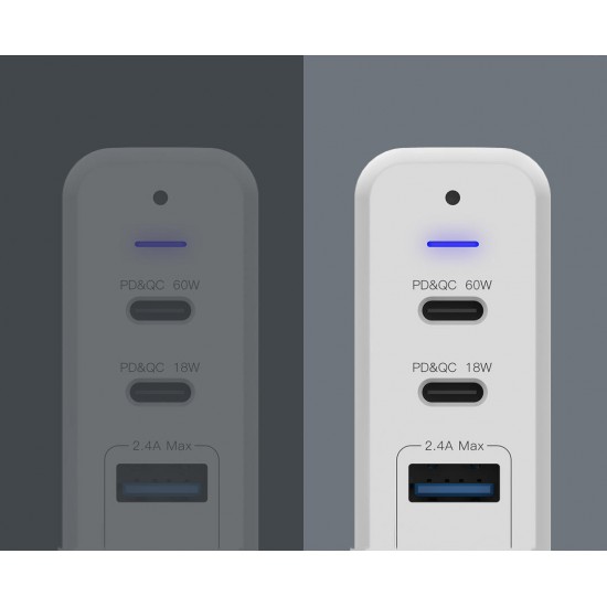 75W 4 IN 1 Type C PD Fast Charging LED Indicator USB Charger Adapter From Xiaomi Ecosystem 75W 4 IN 1 Type C PD Fast Charging LED Indicator USB Charger Adapter From Xiaomi Ecosystem