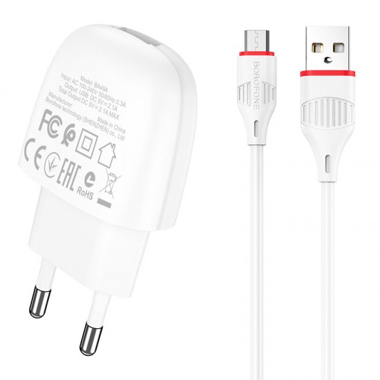 BA49A USB Charger Fast Charging Wall Travel Charger Adapter wiht USB Cable For iPhone XS 11Pro Huawei P30 P40 Pro MI10 Note 9S