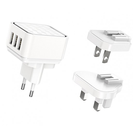 BA51 2.4A 3 USB Fast Charging EU US UK Plug Travel USB Charger For Phone XS 8Plus 11Pro MI10 Note 9S OnePlus 8Pro