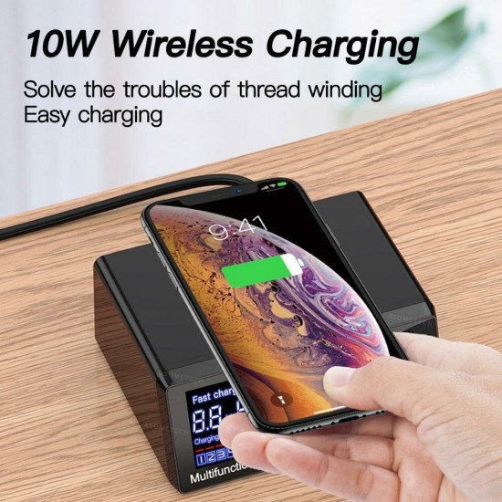 100W 8-Port USB PD Charger PD3.0 QC3.0 Desktop Charging Station Smart Charger 10W Wireless Charger Charging Pad For iPhone 11 SE 2020 Huawei Xiaomi