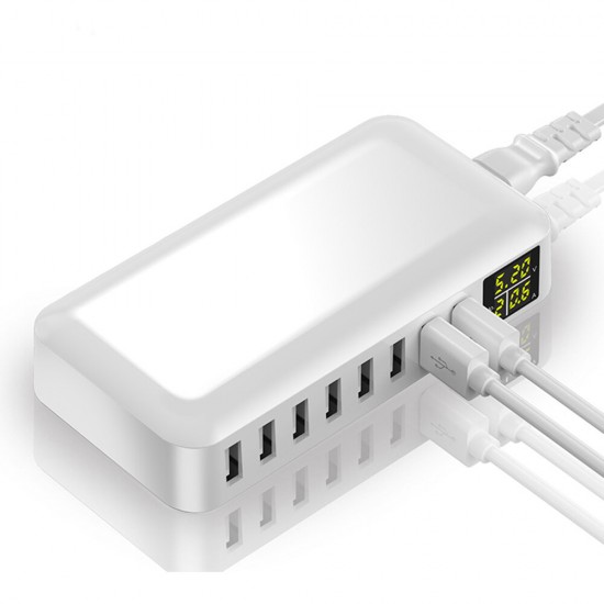 10A 8-Port USB Charger Smart Charger Digital Display Desktop Charging Station Adapter With EU Plug US Plug UK Plug AU Plug For iPhone 11 SE 2020 Huawei Xiaomi