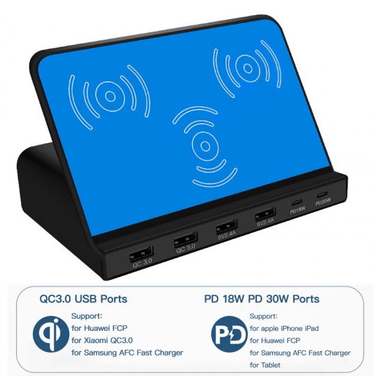 120W USB Charger Desktop Charging Station Dual PD3.0 Power Delivery Dual QC3.0 Quick Charging 3 Wireless Charger Smart Charger For iPhone 11 SE 2020 For Samsung Galaxy Tab S7 Huawei P30 Pro For iPad Pro 2020 120W USB Charger Desktop Charging Station Dual PD3.0 Power Delivery Dual QC3.0 Quick Charging 3 Wireless Charger Smart Charger For iPhone 11 SE 2020 For Samsung Galaxy Tab S7 Huawei P30 Pro For iPad Pro 2020