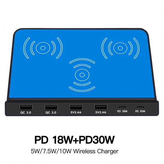 120W USB Charger Desktop Charging Station Dual PD3.0 Power Delivery Dual QC3.0 Quick Charging 3 Wireless Charger Smart Charger For iPhone 11 SE 2020 For Samsung Galaxy Tab S7 Huawei P30 Pro For iPad Pro 2020