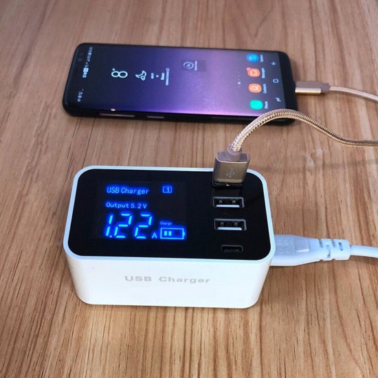 20W Type C Digital Display Intelligent Quick Charging HUB USB Charger Adapter For iPhone X XS Huawei P30 Mi9 S10+