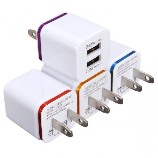 2.1A Dual Port USB Charger Fast Charging Dual USB Wall Charger Adapter For Huawei P30 P40 Pro Xiaomi Mi10 Redmi Note 9S S20