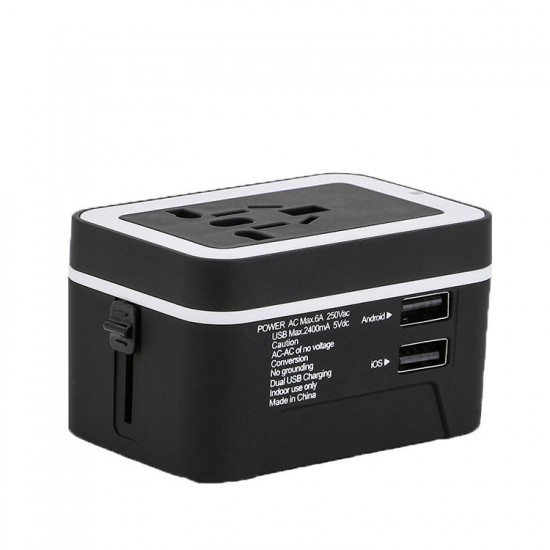 2.4A Multifunction Dual USB Charger Global International Universal Socket Converter Adapter 2.4A Multifunction Dual USB Charger Global International Universal Socket Converter Adapter