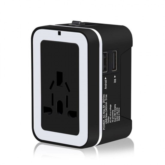 2.4A Multifunction Dual USB Charger Global International Universal Socket Converter Adapter 2.4A Multifunction Dual USB Charger Global International Universal Socket Converter Adapter