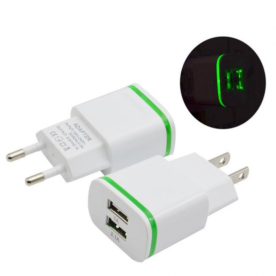 2A Dual USB Ports Luminous USB Charger Fast Charging For iPhone XS 11Pro Huawei P30 Pro P40 Xiaomi Mi10 S20