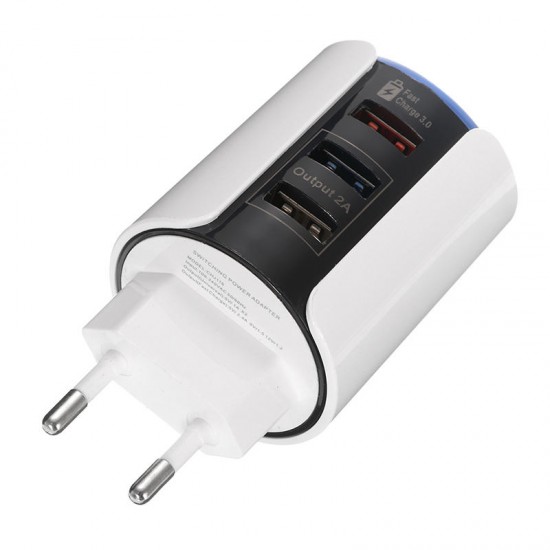 3 USB Ports QC3.0 Quick Charge USB Charger EU Plug with LED Touch for Mobile Phone