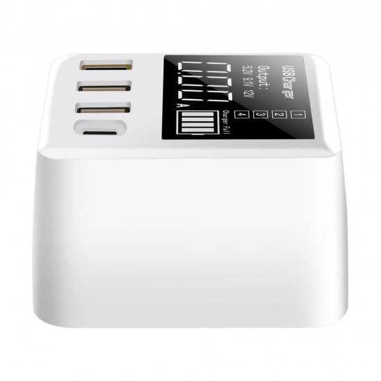 30W QC3.0 PD Multi-port Digital Display Fast Charging US EU UK Plug Travel USB Charger Adapter HUB For iPhone X XS Huawei P30 Mate 20Pro Mi8 Mi9 S10 S10+