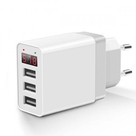 3.1A LED Display 3 USB Ports EU Plug Fast Travel Wall Charger For iPhone 11 Pro Max Xs 8 Plus S8 Xiaomi 6