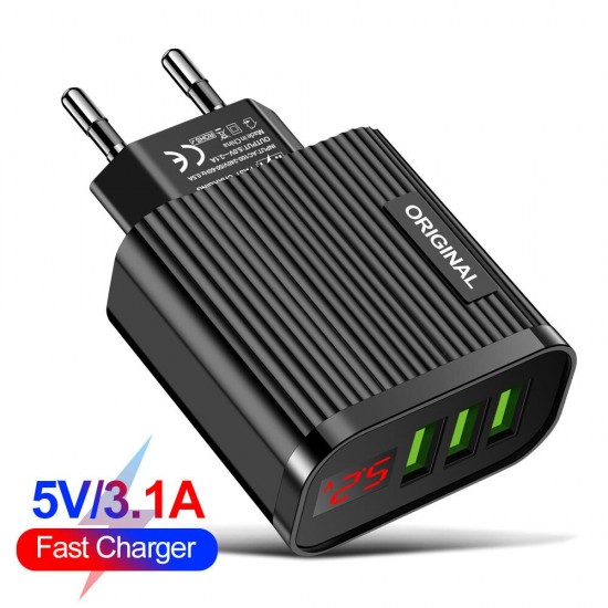 3.1A USB Charger LED Display Fast Charging Travel Charger Adapter For iPhone 8Plus XS 11Pro Xiaomi MI10 Redmi Note 9S
