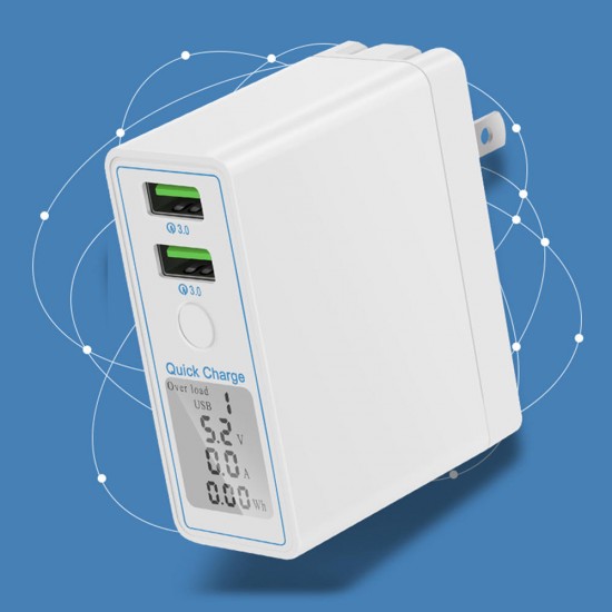 36W QC3.0 LCD Dual Port Quick Charging USB Charger Adapter For iPhone 8Plus 11 Pro Mi9 9Pro 5G Huawei P30 Pro Mate 30 5G 36W QC3.0 LCD Dual Port Quick Charging USB Charger Adapter For iPhone 8Plus 11 Pro Mi9 9Pro 5G Huawei P30 Pro Mate 30 5G