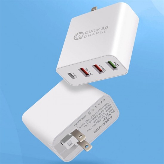 36W USB Charger QC3.0 Type-C Travel Wall Charger Adapter With 3*USB Type-C Flash Charging For iPhone XS 11Pro Oneplus 8Pro Nord MI 10 Note 9S