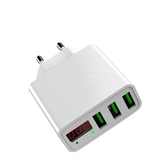 3A LED Display 3 Ports EU Plug Fast Travel Wall Charger For iPhone X 8 Plus OnePlus5 Xiaomi 6