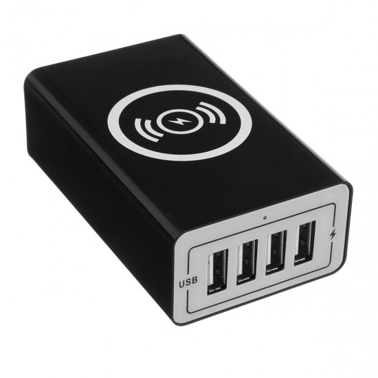 4-Port USB Charger QC3.0 Fast Wireless Charger Hubs Adapter with Type-C Port for Mobile Phone