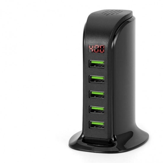 5 Ports Multi EU Plug USB Charger HUB LED Display USB Charging Station Dock