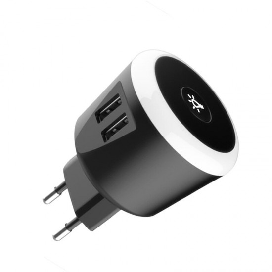 5V/2.4A Smart Travel Charger with LED Night Light Dual USB Fast Charging For iPhone XS 11Pro Oneplus 8Pro Mi10 Note 9S