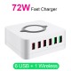 6-Port USB Charger QC3.0 Quick Charge Desktop Charging Station 10W Wireless Charger For iPhone Samsung Huawei