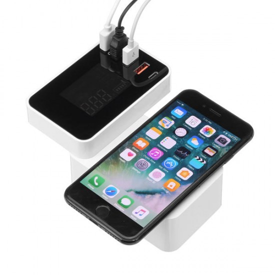 Foldable Design QC3.0 4 USB Type C Wireless USB Charger Socket EU US UK With LCD Display Foldable Design QC3.0 4 USB Type C Wireless USB Charger Socket EU US UK With LCD Display