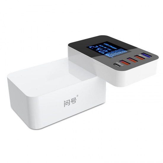 Foldable Design Quick Charge 3.0 4 USB Type-C USB EU Charger Station HUB with Led Display Foldable Design Quick Charge 3.0 4 USB Type-C USB EU Charger Station HUB with Led Display