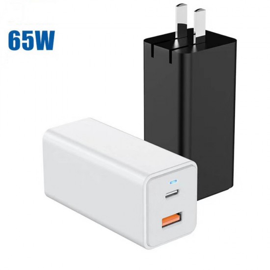 GaN Gallium Nitride Charger 65W Dual-port Fast Charging For iPhone XS 11Pro Huawei P30 P40 Pro MI10 Note 9S S20+ Note 20