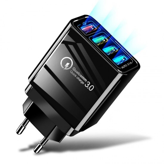 QC3.0 4-Ports 4 USB Port Quick Charge Universal Travel Wall Charger USB Charger for Samsung S10 HUWEI K30 QC3.0 4-Ports 4 USB Port Quick Charge Universal Travel Wall Charger USB Charger for Samsung S10 HUWEI K30