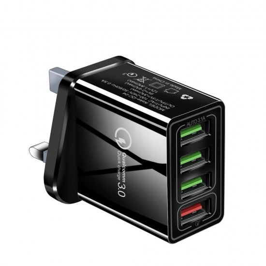QC3.0 4-Ports 4 USB Port Quick Charge Universal Travel Wall Charger USB Charger for Samsung S10 HUWEI K30 QC3.0 4-Ports 4 USB Port Quick Charge Universal Travel Wall Charger USB Charger for Samsung S10 HUWEI K30