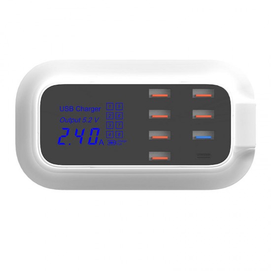 QC3.0 8A Digital LED Voltage Display Type C 7 USB Ports Travel Desktop Charger US Plug QC3.0 8A Digital LED Voltage Display Type C 7 USB Ports Travel Desktop Charger US Plug